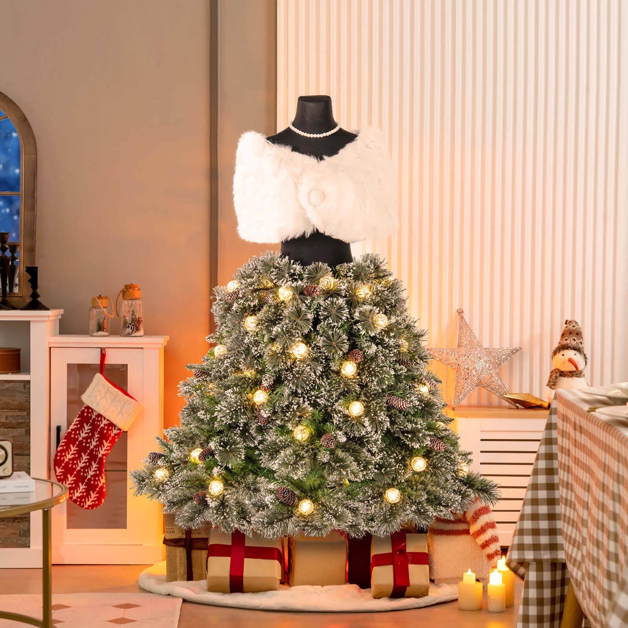 Alt View 3. Costway - Costway 5 FT Artificial Mannequin Tree with 465 Branch Tips 50 Warm White LED Lights - Green.