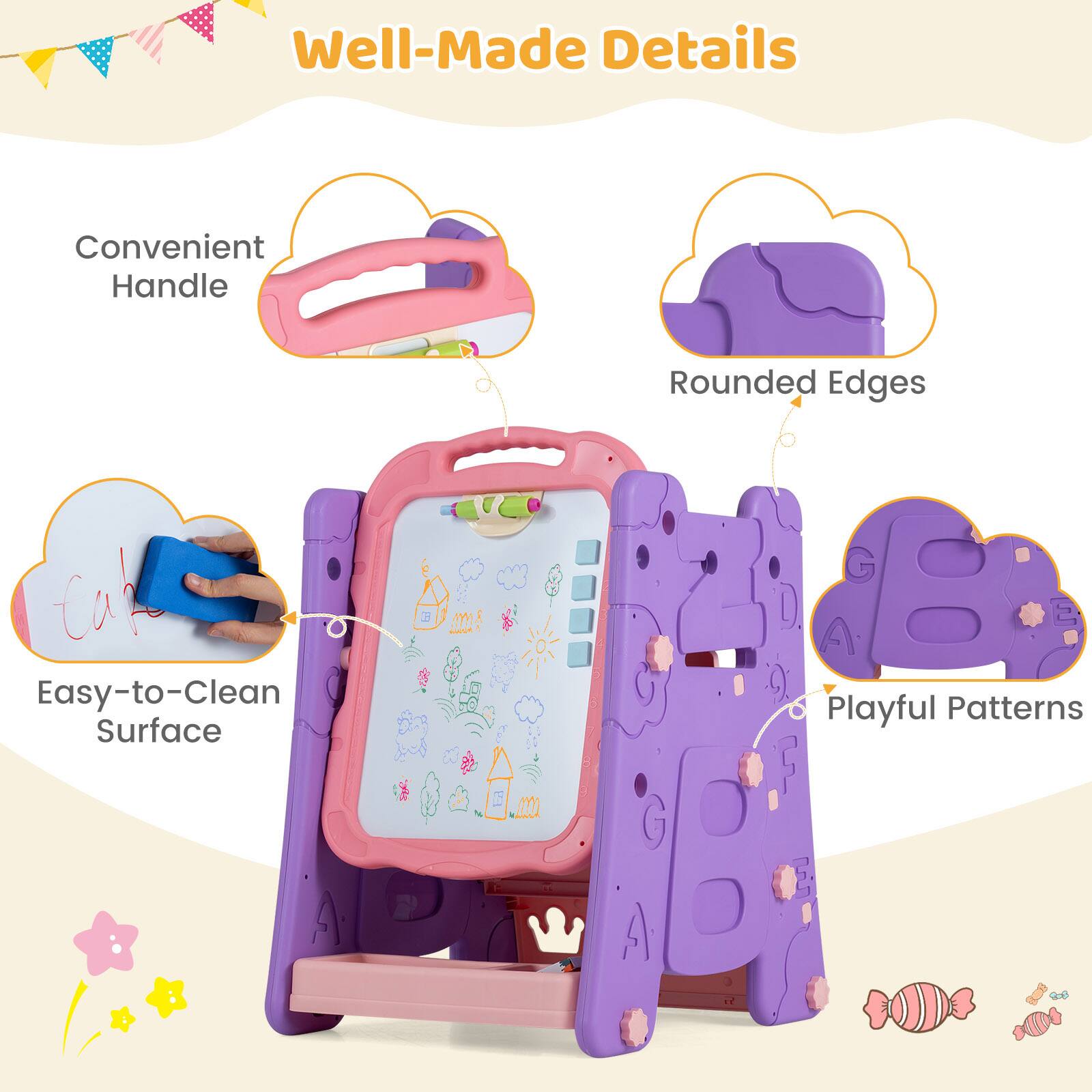 Well-Made Details  
Convenient Handle  
Rounded Edges  
Easy-to-Clean Surface  
Playful Patterns