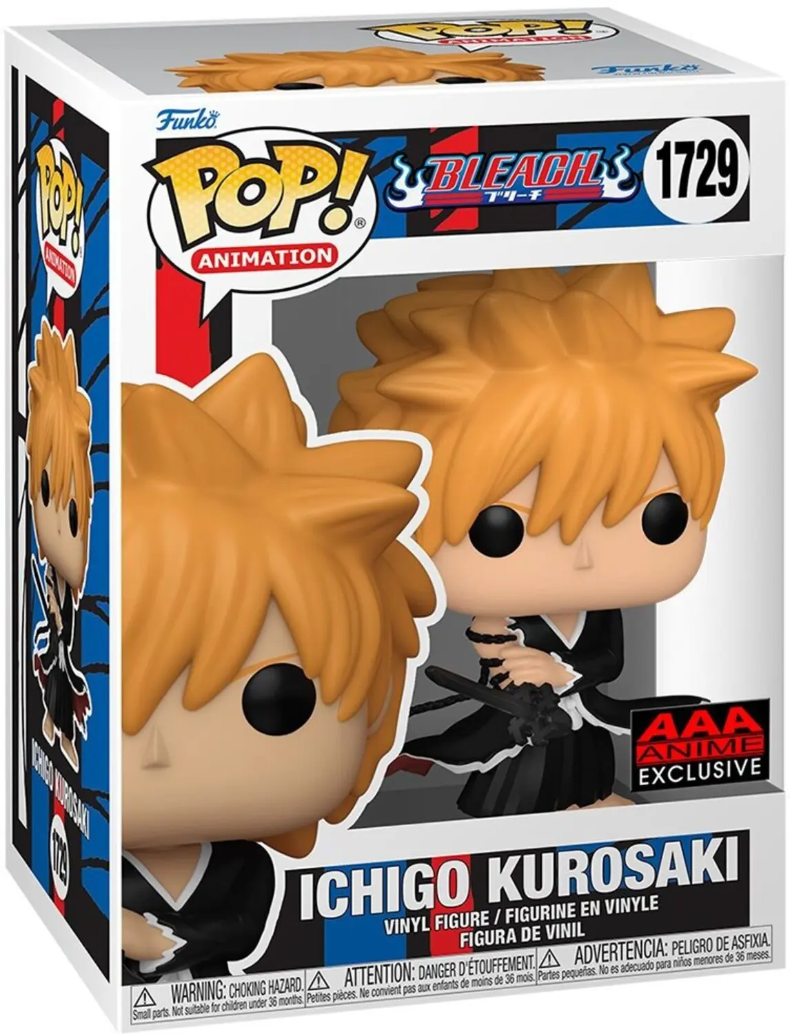 COOPpy Tonke Funko 1 POP! BLEACH 1729 K MDTN ANIMATION E UAOSSE L AAA ANIME EXCLUSIVE ICHIGO KUROSAKI VINYL FIGURINE EN VINYL FIGURE VINIL FIGURA DE VINIL. ADVERTENCIA: PELIGRO DE ASFIXIA. ATTENTION: DANGER D'ÉTOUFFEMENT. WARNING: CHOKING HAZARD.