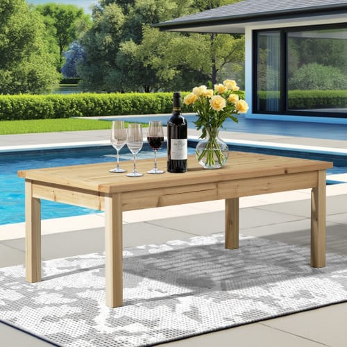 Winado - 44in Patio Wooden Coffee Accent Side Table for Indoor/Outdoor Resistant Table Furniture - Natural