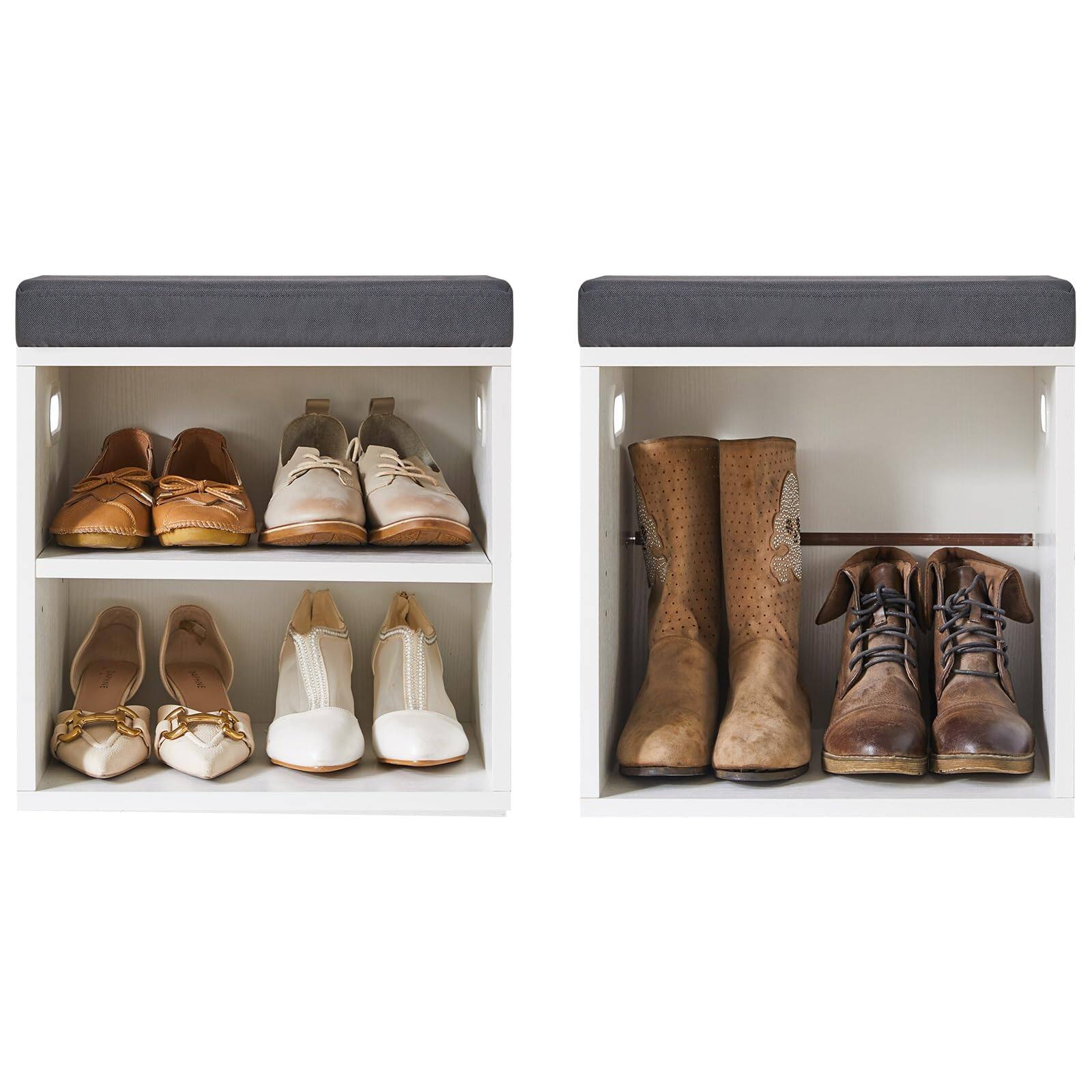 Alt View 8. Hanke - Shoe Storage Bench With Cushion Rack Padded Seat Adjustable Organizer Cabinet For Entryway Living Room - Black.