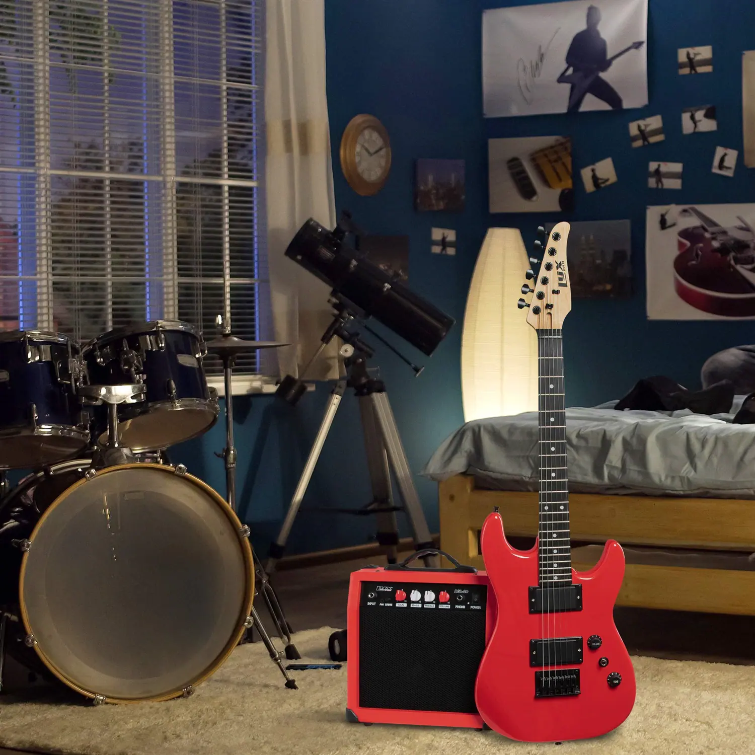 Alt View 6. Lyxpro - Electric Guitar Kit, 36” Electric Guitar with Amp & Electric Guitar Accessories - Red.