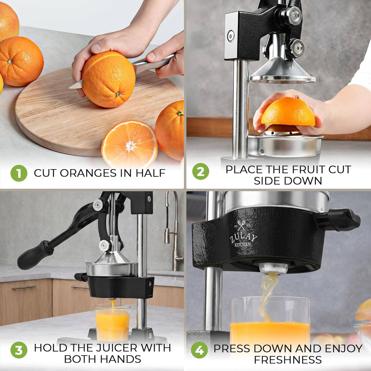 Zulay Kitchen Cast Iron Manual Citrus Press & Orange Squeezer