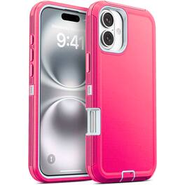 Entronix - Heavy Duty Case for iPhone 16 Plus - Triple-Layer Protection - Hot Pink