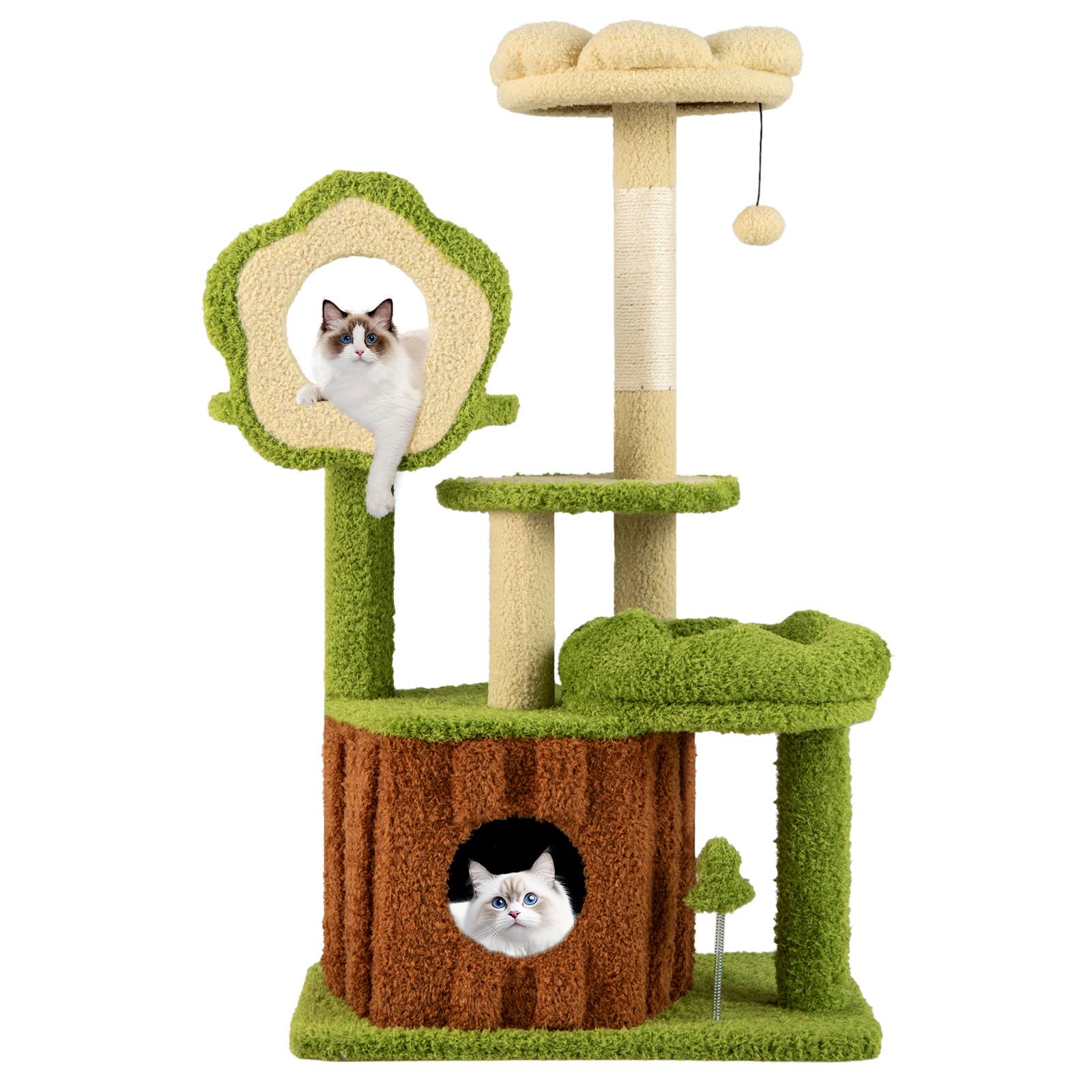 Alt View 9. Gymax - Gymax 40'' Cat Tree Tower w/Perch Condo Platforms Hanging Toy Spring Ball for Indoors.