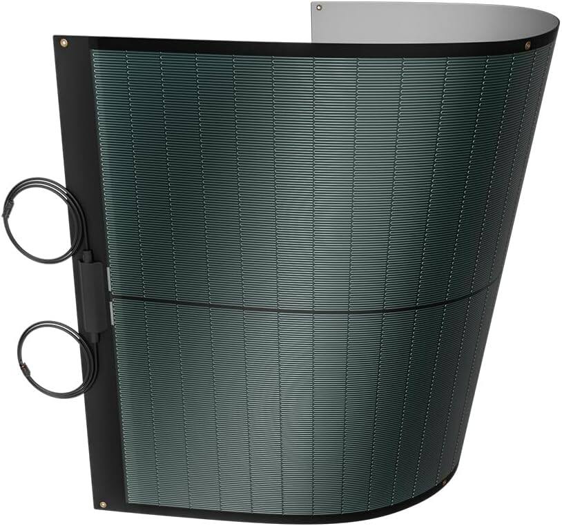Alt View 4. BougeRV - 100W CIGS Thin-Film Flexible Solar Panel, The Most Flexible Solar Panel with Pre-Punched Holes Easy Installation for RV - Black.