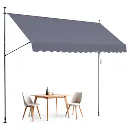 VEVOR - 157 x 47" Patio Awning Retractable,Awning Sunshade Shelter with Manual Crank Handle, Outdoor Patio Canopy Sunsetter Deck - Gray
