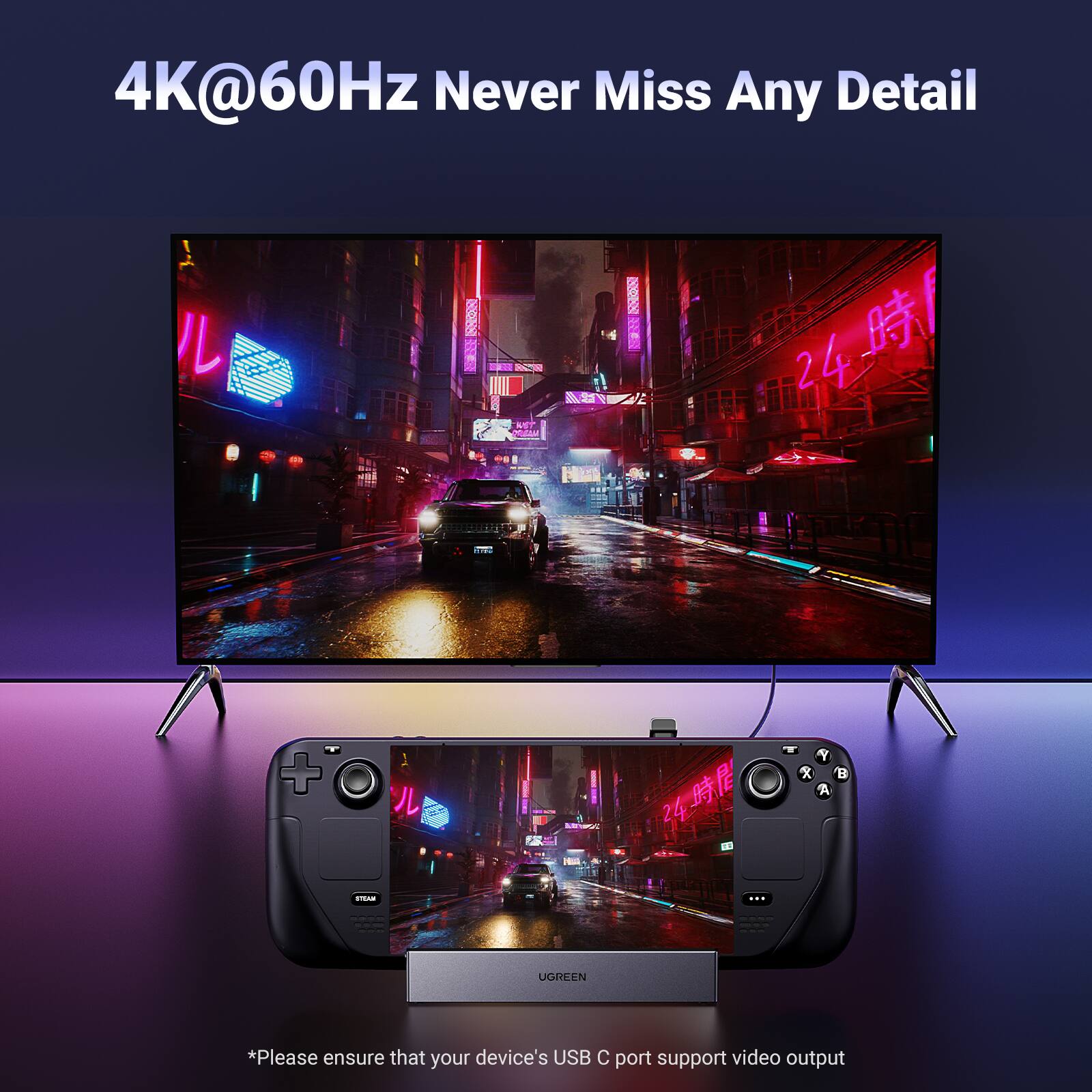 4K@60Hz Never Miss Any Detail

*Please ensure that your device's USB C port support video output