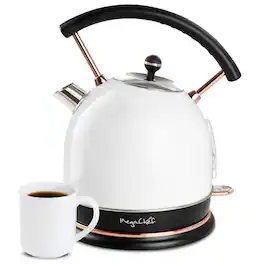 MegaChef - 1.9 Quart Half Circle Electric Tea Kettle - White