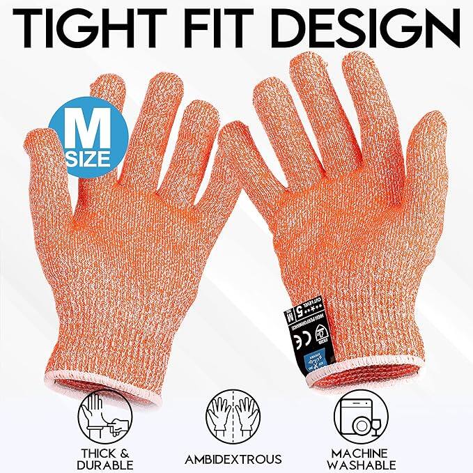 TIGHT FIT DESIGN  
M SIZE  

- THICK & DURABLE  
- AMBIDEXTROUS  
- MACHINE WASHABLE