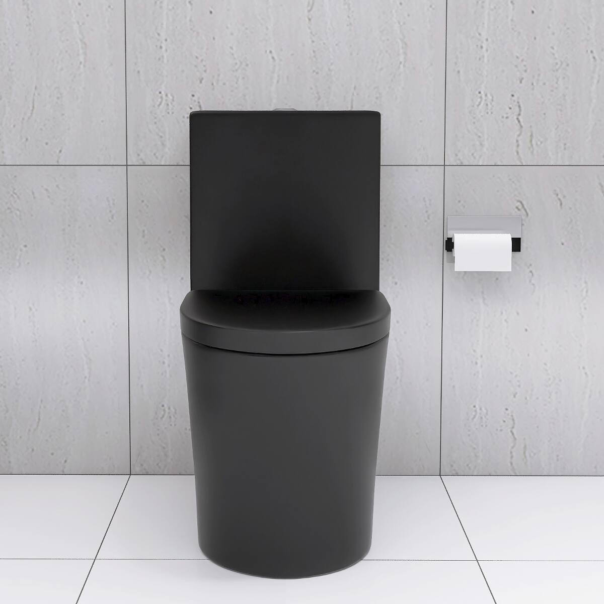 Alt View 3. Loheer - Loheer Matte Black Elongated Toilet One Piece Dual Flush Bathroom Fixture - Matte Black.