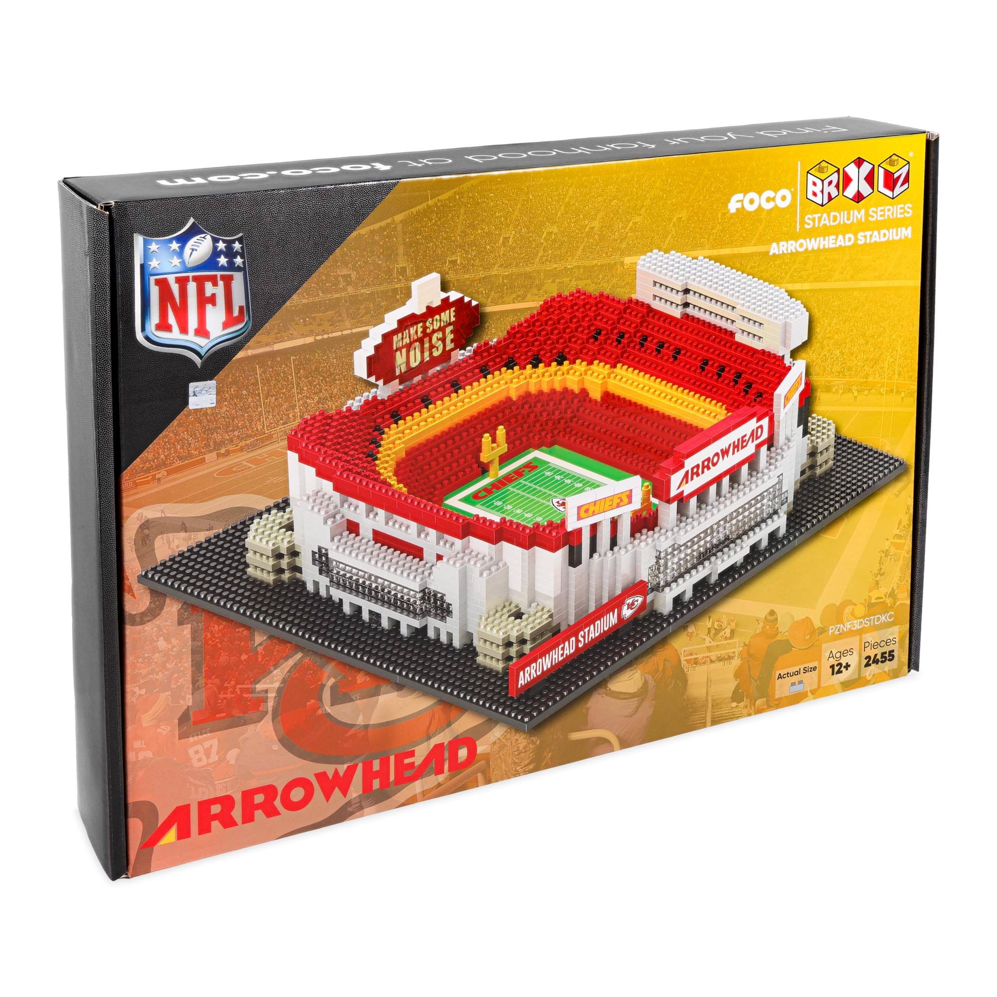 Feh 9 Peeyis - Locd o6e.com  
FOCO BRXLZ STADIUM SERIES  
ARROWHEAD STADIUM  
NFL MAKE SOME NOISE  
CHIEFS  
ARROWHEAD STADIUM  
Pieces Ages 12+  
2455