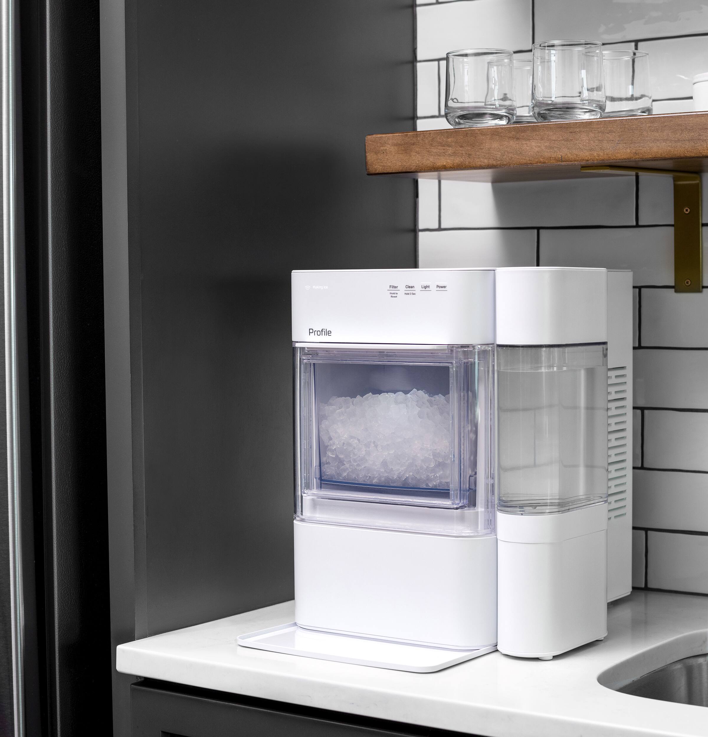 Alt View 18. GE Profile - Opal 2.0 Ultra Nugget Ice Maker with Side Tank and Scale Inhibiting Filter - Stone White.