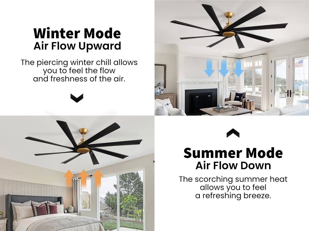 Winter Mode  
Air Flow Upward  
The piercing winter chill allows you to feel the flow and freshness of the air.

Summer Mode  
Air Flow Down  
The scorching summer heat allows you to feel a refreshing breeze.
