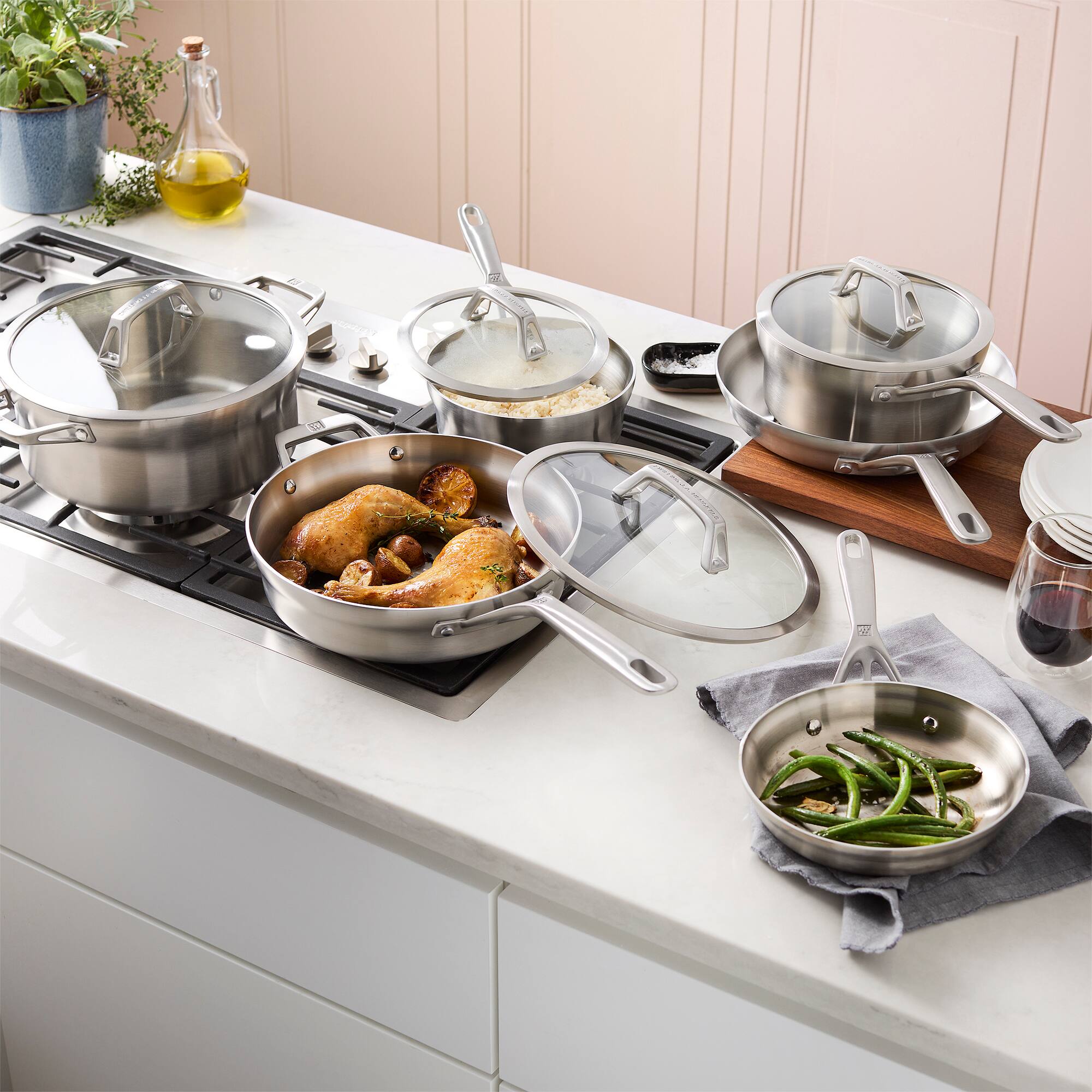 Alt View 1. ZWILLING - ZWILLING Motion Stainless Steel 10-pc Stainless Steel Cookware Set - Stainless Steel.