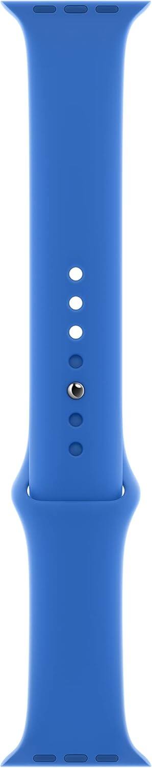 Front. Apple - Apple Watch Band - Sport Band (44mm) - Capri Blue - Regular - Blue.