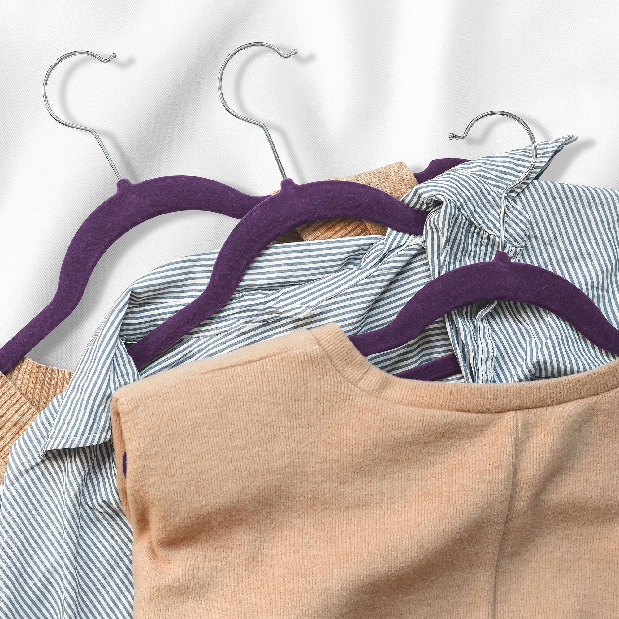 Alt View 5. Casafield - 50 Velvet 14-in Kid's Hangers - Purple.