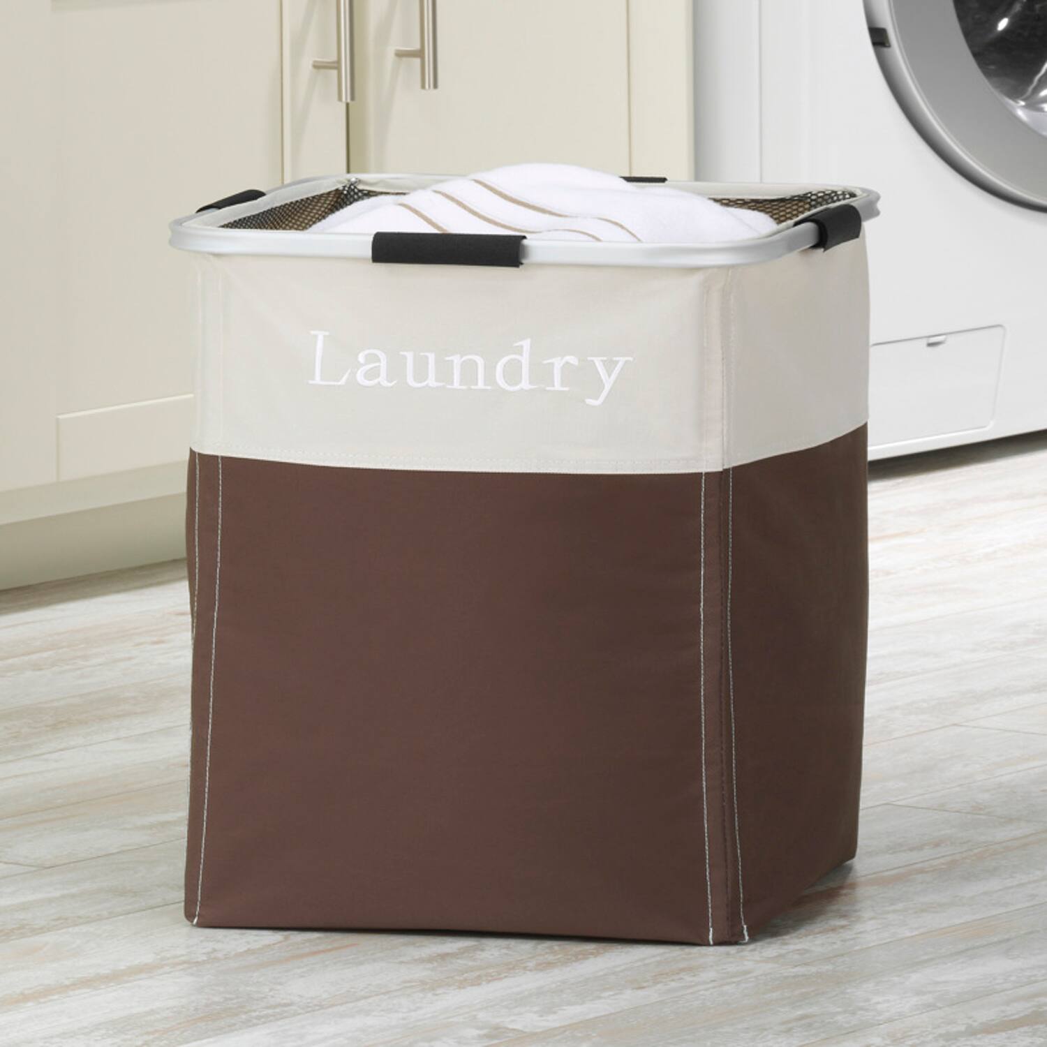 Left. Whitmor - Whitmor Brown Polyester Collapsible Hamper - Brown.