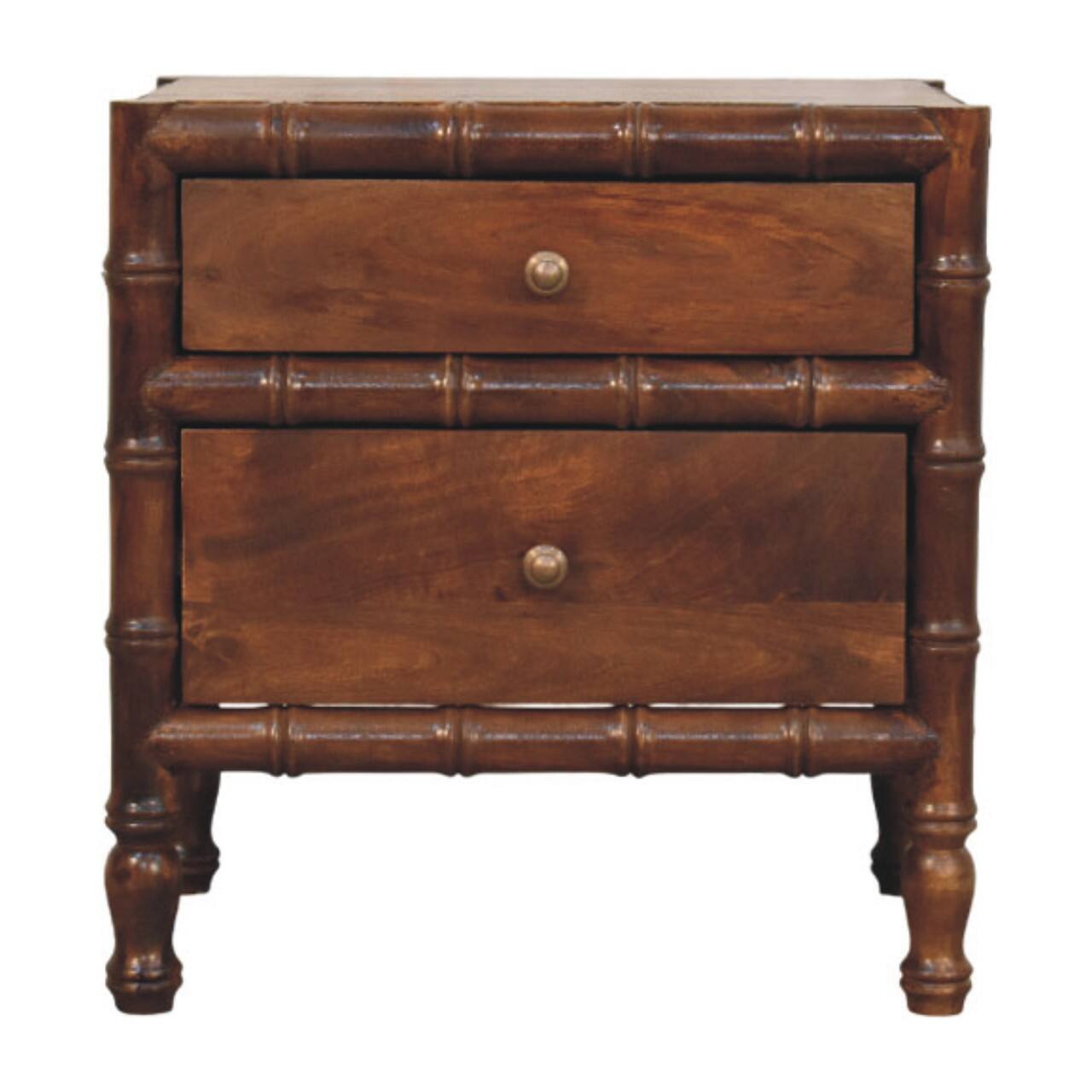 Front. Artisan Furniture - Artisan Furniture Solid Wood Bamboo Framed Bedside Table, 2 Drawers, Brown - Brown.