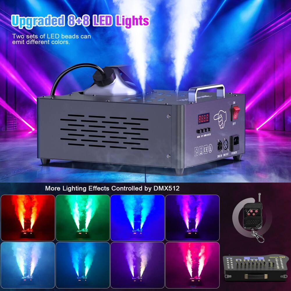 Upgraded 8+8 LED Lights  
Two sets of LED beads can emit different colors.  

More Lighting Effects Controlled by DMX512