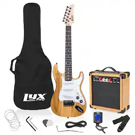 Lyxpro - Electric Guitar Kit, 36” Electric Guitar with Amp & Electric Guitar Accessories - Natural