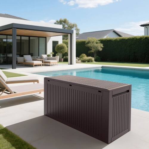 Alt View 10. Winado - 90 Gallon Portable Plastic Storage Deck Box with Lid, Store Garden Cushions Organizer Patio Cabinet for Indoor Outdoor - Brown.