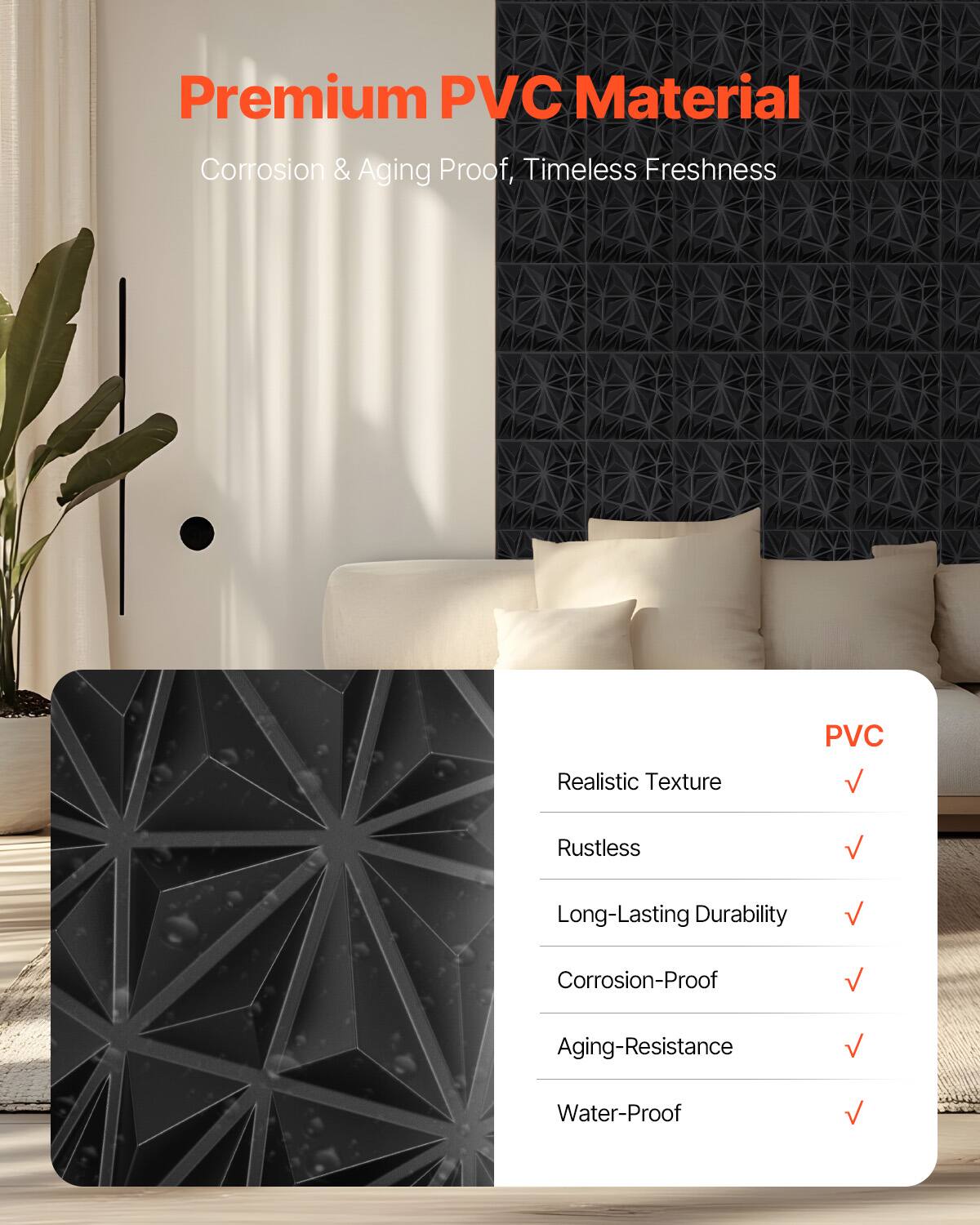 Premium PVC Material  
Corrosion & Aging Proof, Timeless Freshness  

- Realistic Texture  
- Rustless  
- Long-Lasting Durability  
- Corrosion-Proof  
- Aging-Resistance  
- Water-Proof