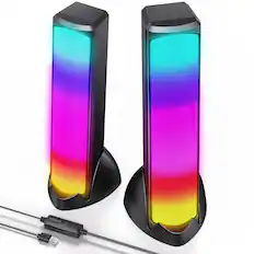 Front. Dazzed Corner - Computer Speakers, RGB PC Speakers,Desktop Speakers - Black.