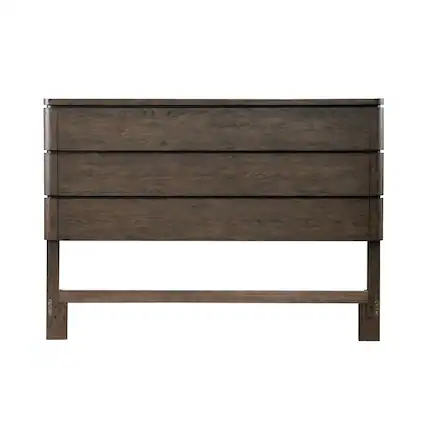 Front. Starlight Canyon Home - Brown Queen Panel Bed Headboard with LED Touch Light and Oak Veneers - Satin Espresso.