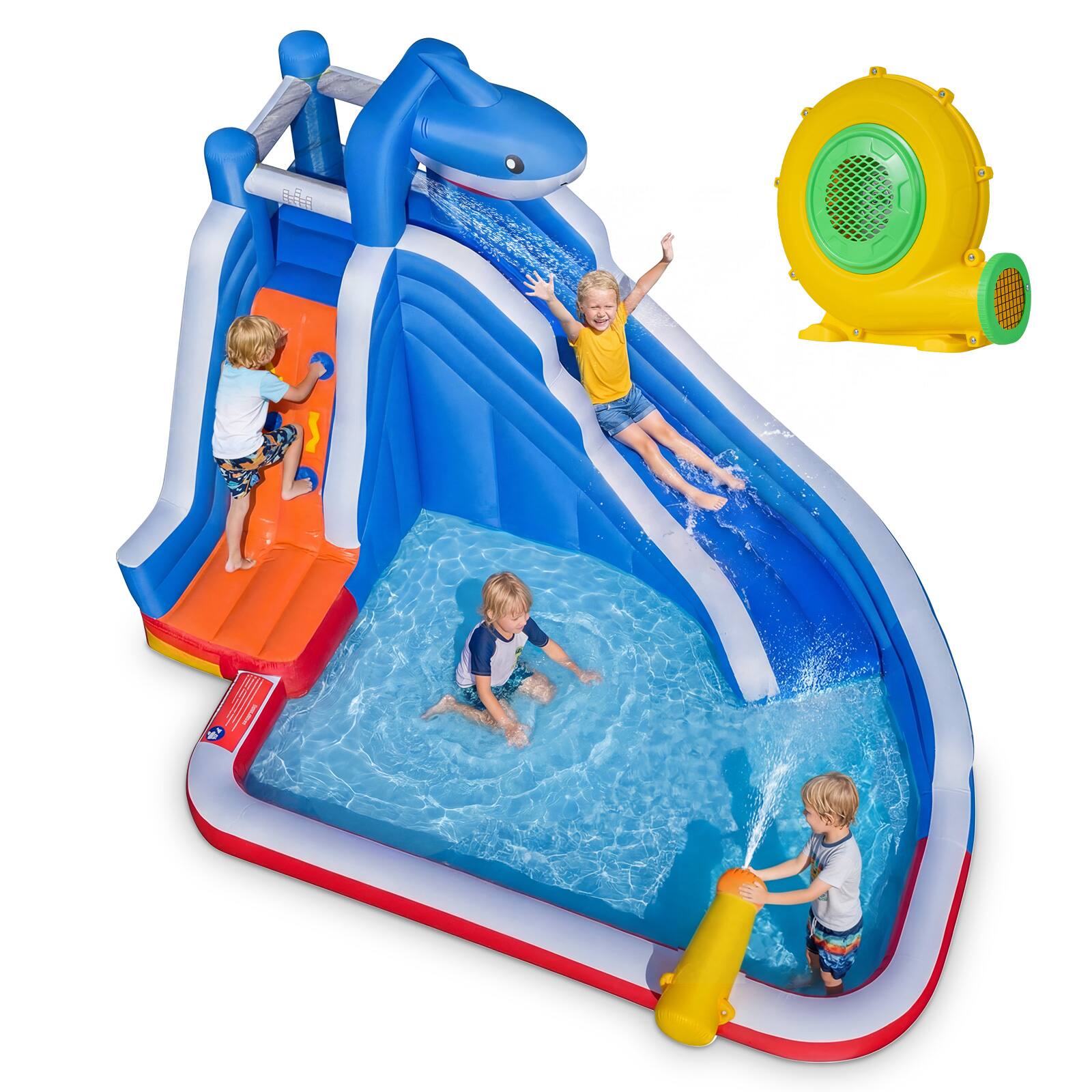 Alt View 9. Costway - Costway Inflatable Water Slide with Climbing Wall, Splash Pool & Water Cannon for Backyard.