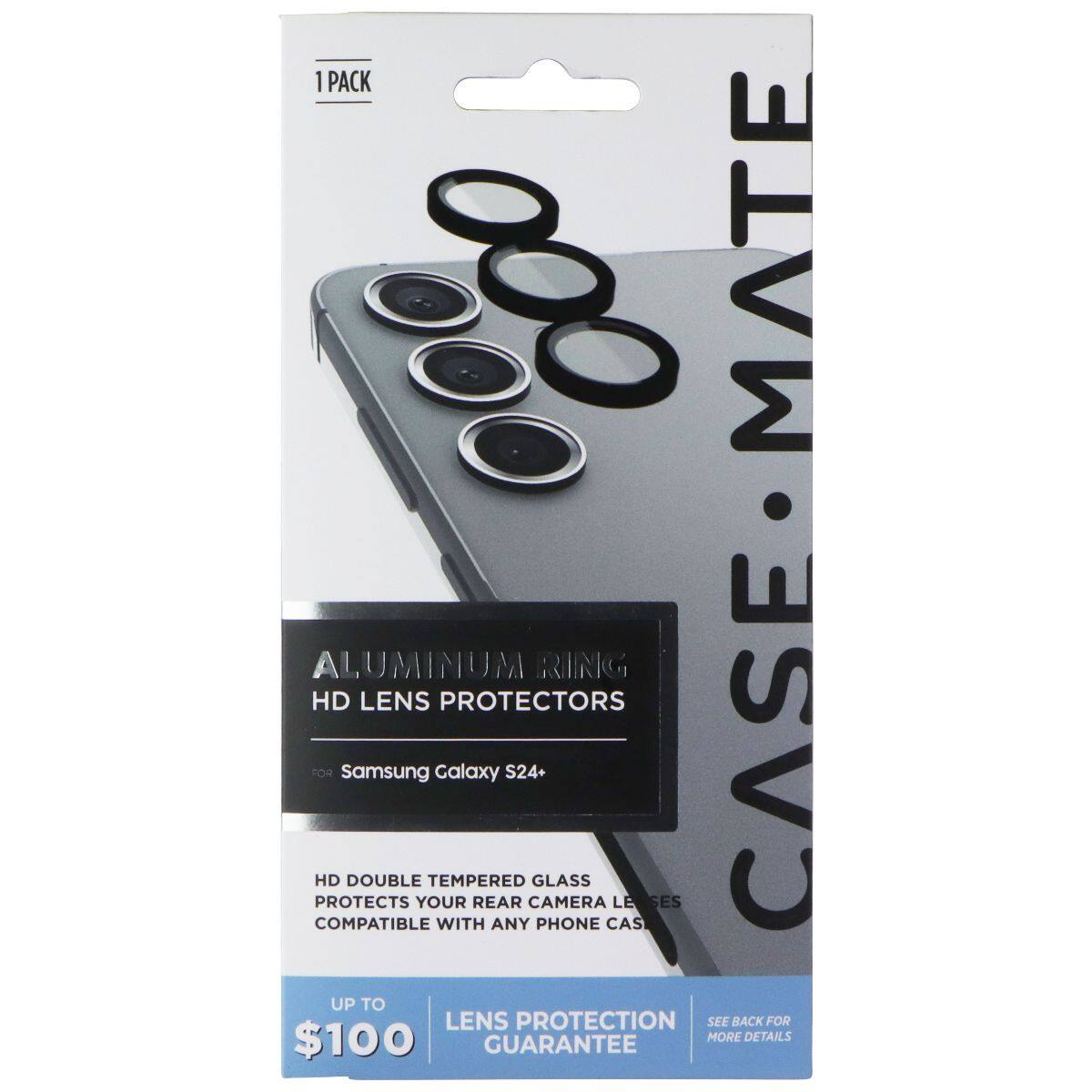 1 PACK E M MATE ALUMINUM RING HD LENS PROTECTORS $100 FOR PROTECTS COMPATIBLE HD UP Samsung DOUBLE TO YOUR TEMPERED Galaxy WITH LENS REAR GUARANTEE ANY S24+ PROTECTION CAMERA GLASS PHONE CASE FOR