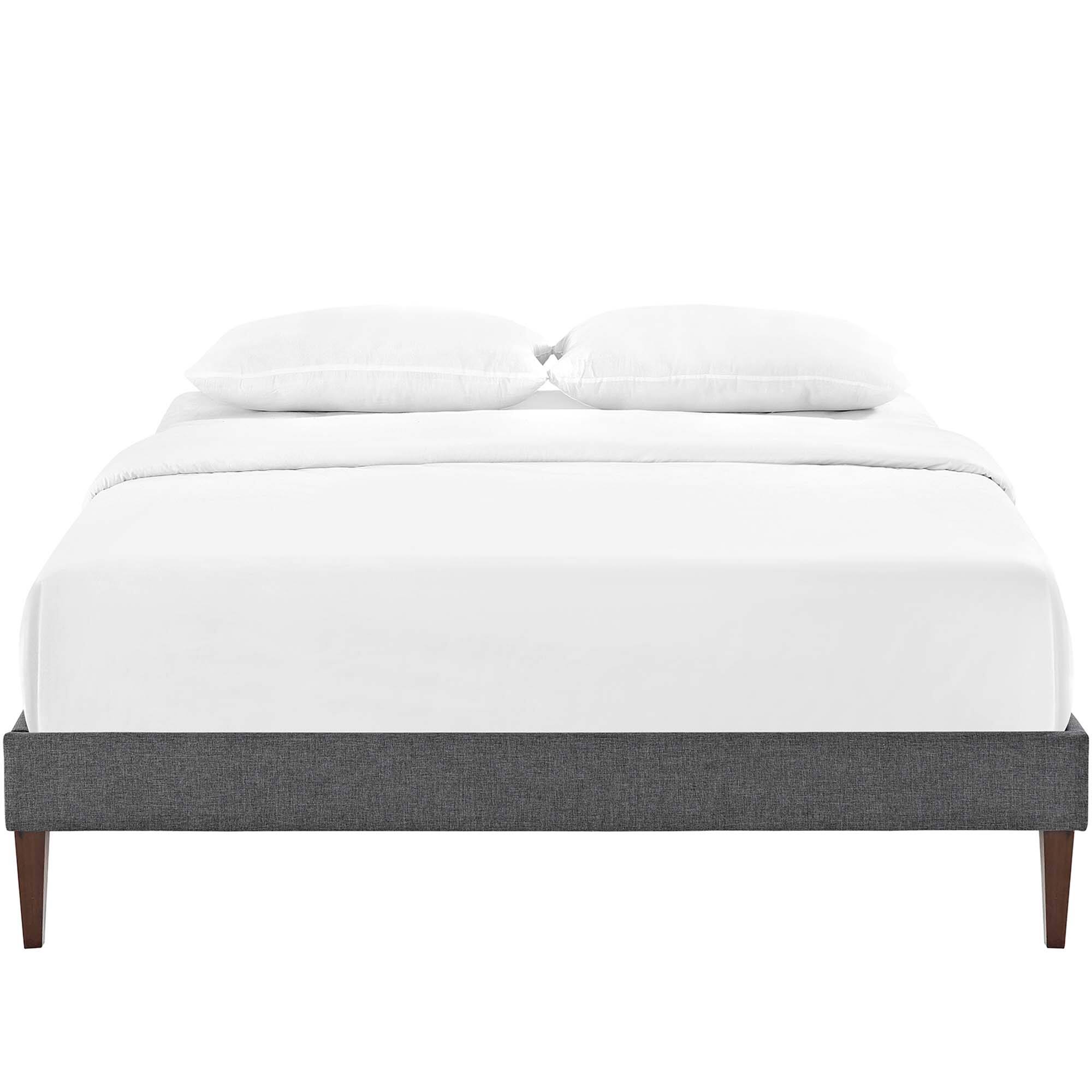 Back. Modway - Helen Vinyl Queen Bed Frame with Round Splayed Legs - White.