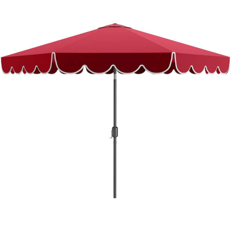 SlickBlue - 10-ft Outdoor Patio Umbrella Market Style with Crank Handle and Tilt - Wine