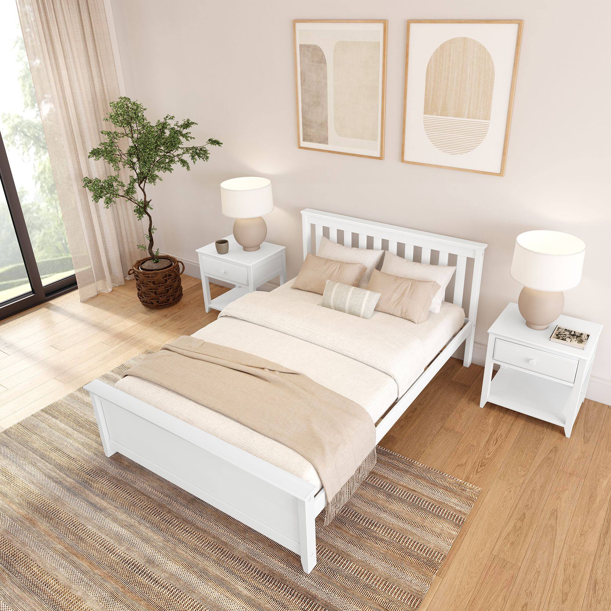 Alt View 4. Plank+Beam - Full Bed, White - White.
