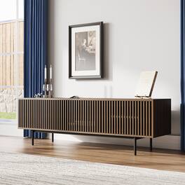 POVISON - 70.87"Mid-Century Modern TV Stand,Entertainment Center Media Console,TV Console,with Openwork Iron Legs,Walnut - Walnut Color