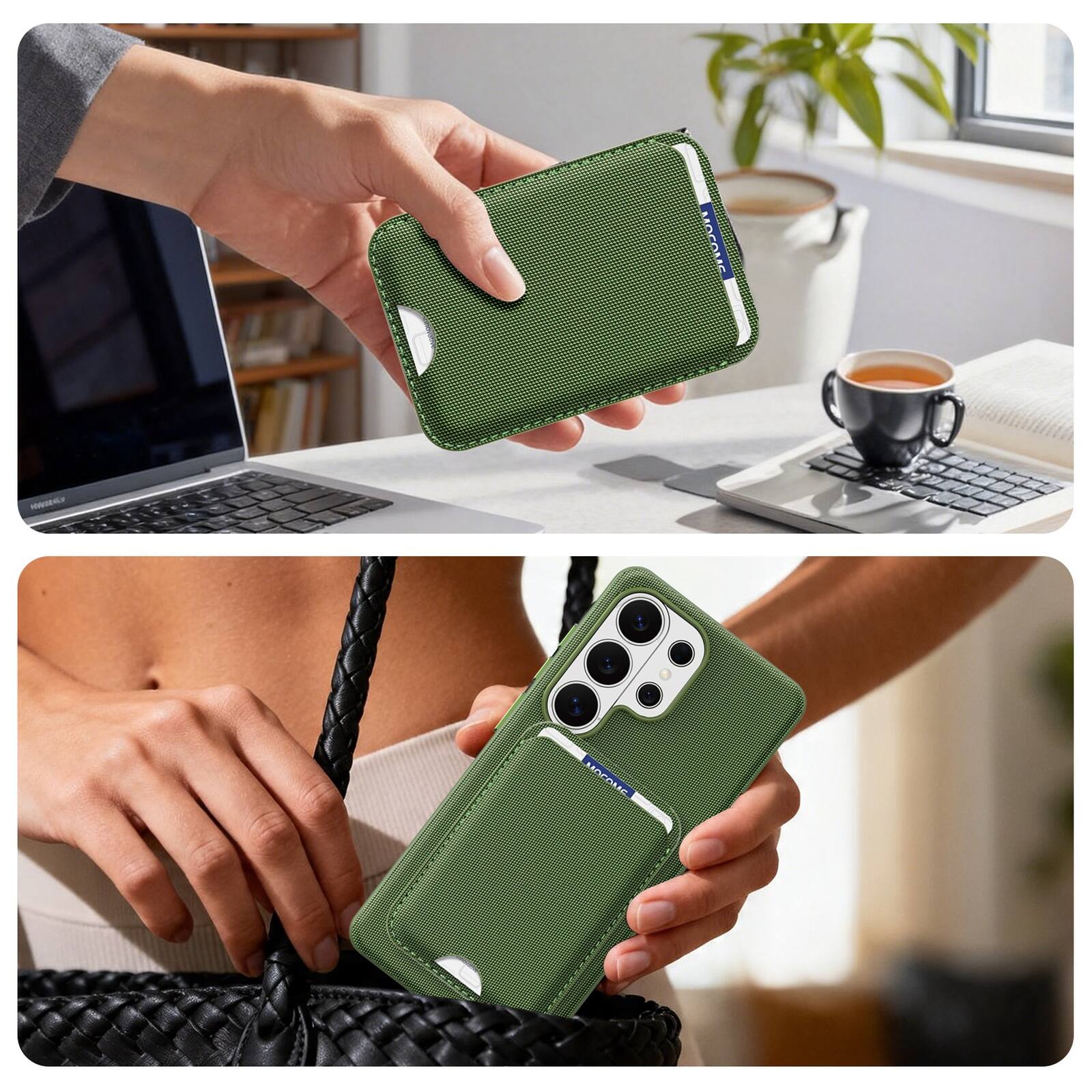 Alt View 4. Dteck - 2-in-1 Magnetic Case for Samsung Galaxy S26 Ultra with Detachable Stand Wallet, Slim Shockproof Fabric Texture Cover - Green.