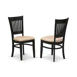 East West Furniture - DLVA3-BLK-C - 3-Piece Dining Table Set- 2 Wooden Chair with Linen Fabric Seat and Slatted Chair - Black