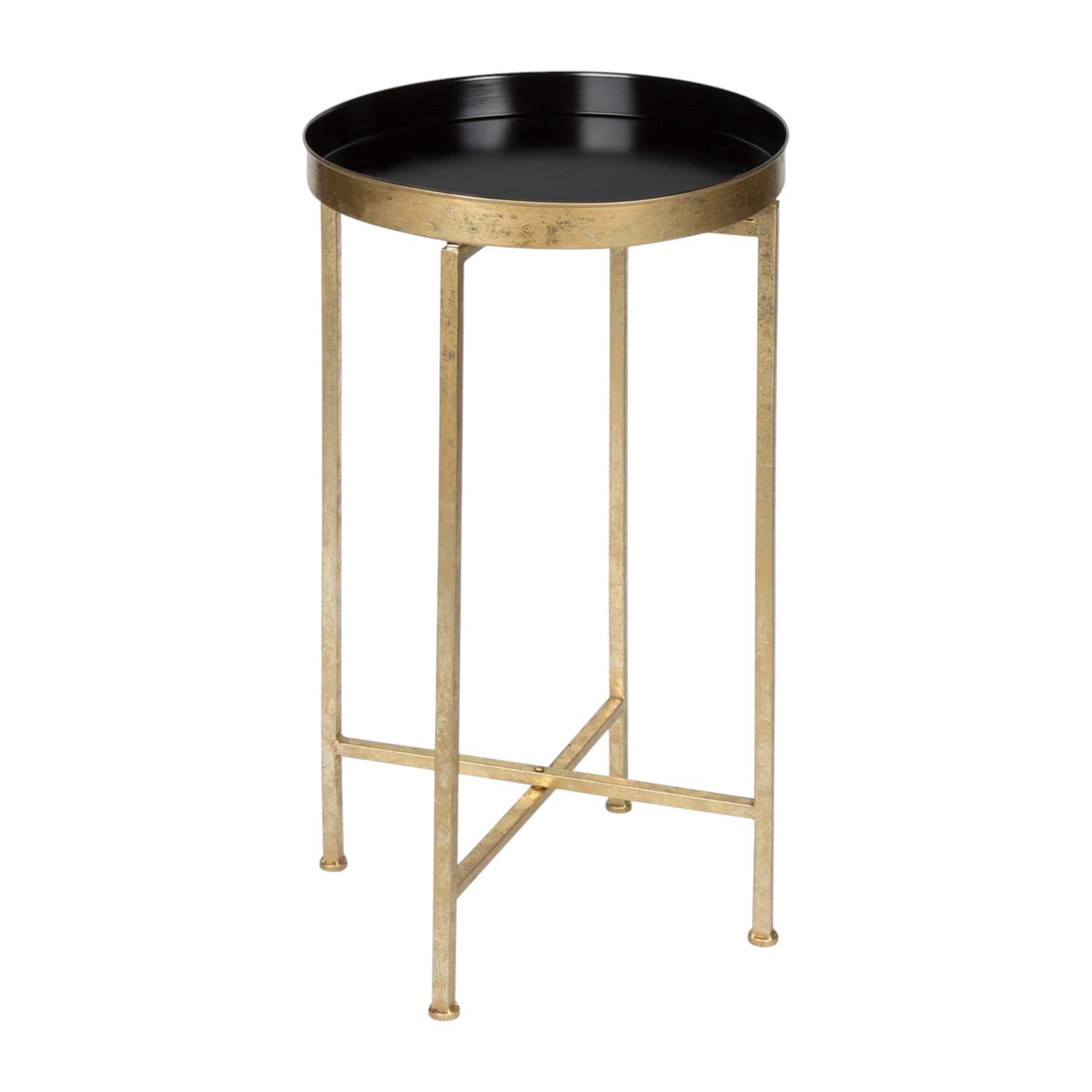 SlickBlue - Round Nightstand with Tray Top, Versatile End Table for Bedroom or Living Room - Black