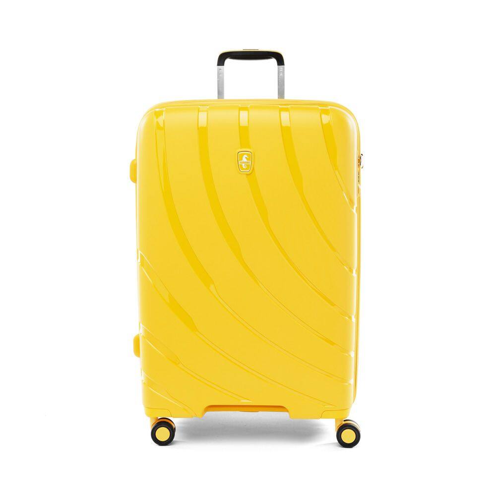 Angle. Atlantic - Atlantic Convertible Medium to Large Checked Expandable Hardside Spinner - Sunshine Yellow.