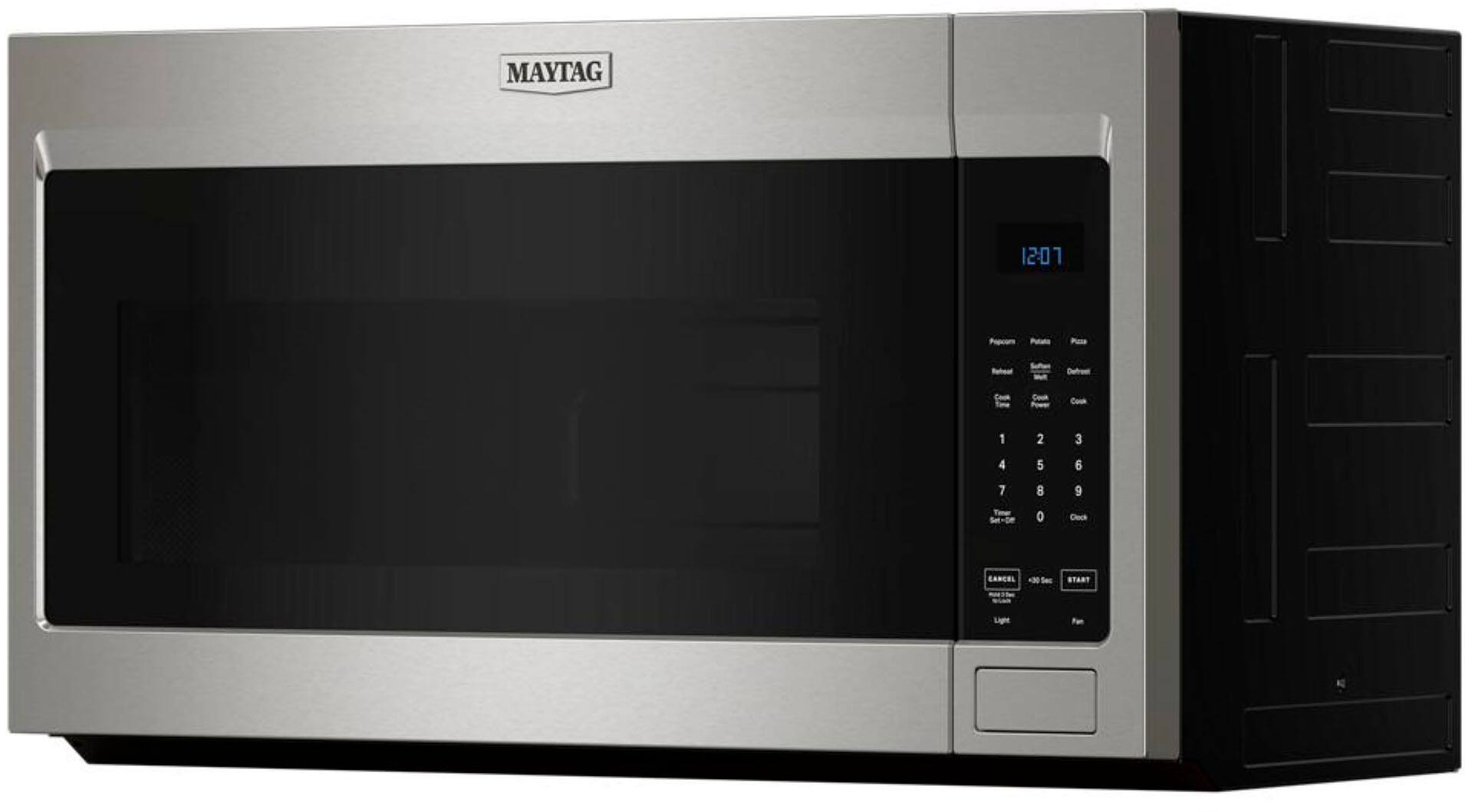 MAYTAG 12:01 Potato -ase Ratout Detection Counter Cook 1 2 3 4 5 6 7 8 9 Set-Defrost 0 Clear & Sec Thaw Fan