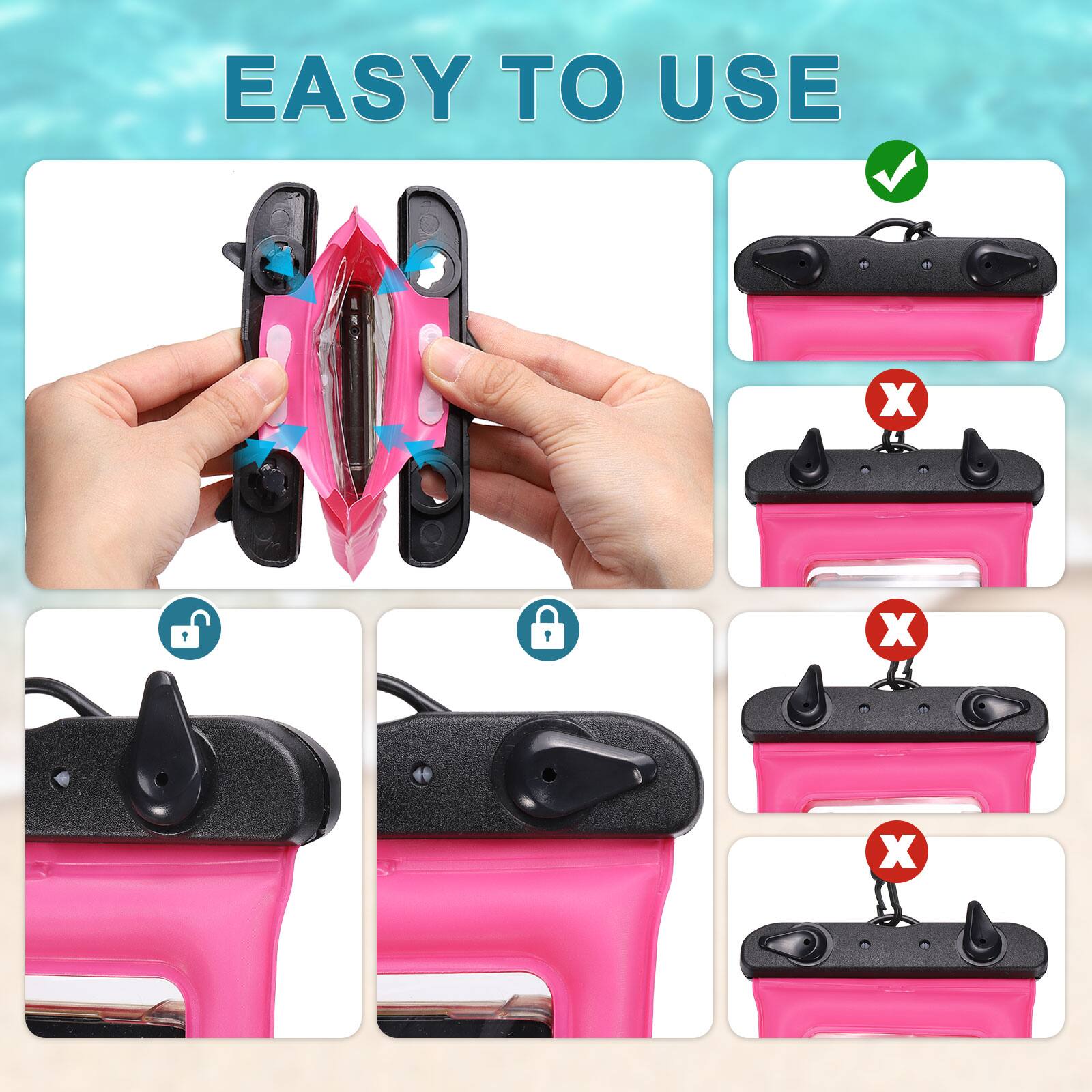 Unique Bargains 3pcs Waterproof Phone Pouch Floating No Sink Universal ...
