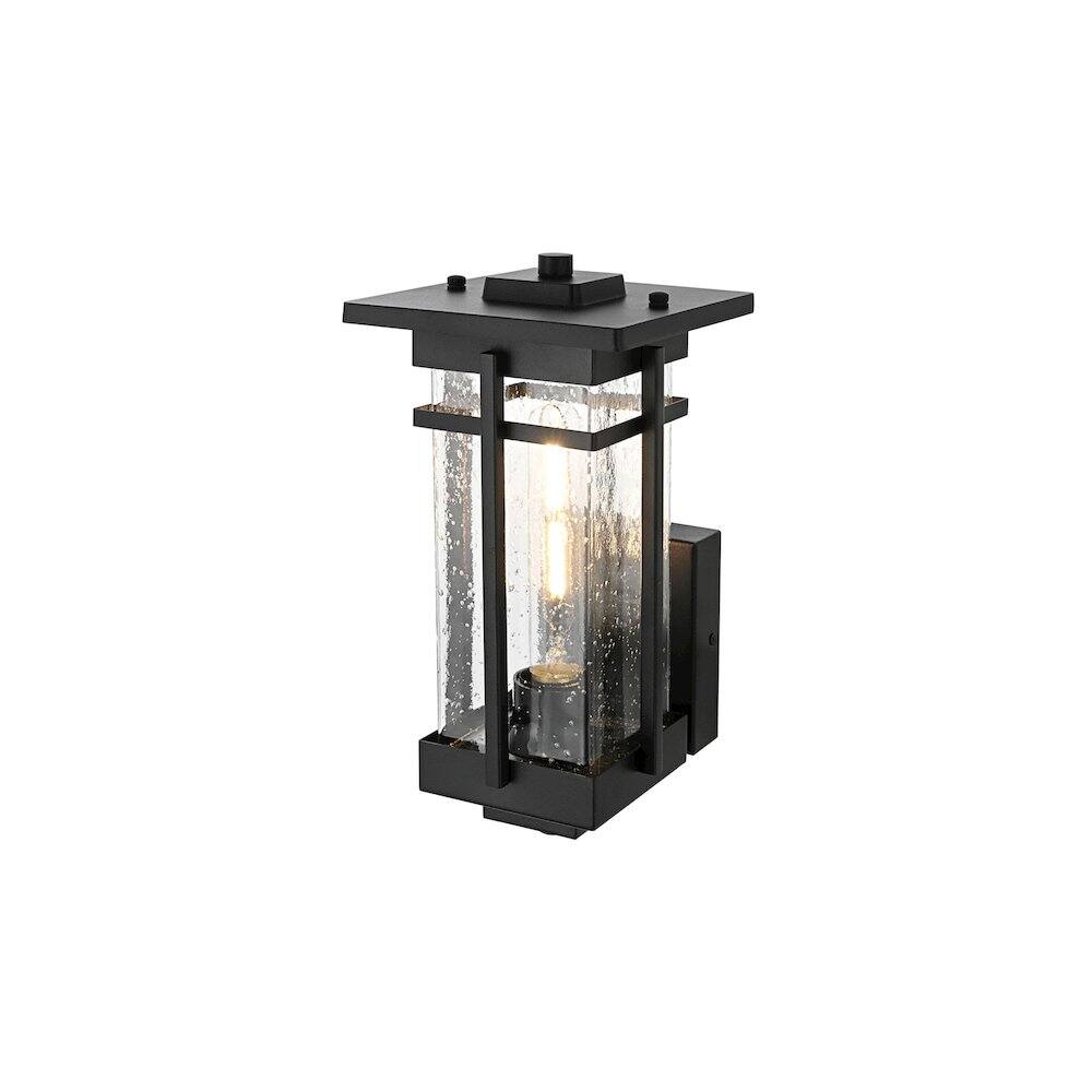 Angle. Elegant Lighting - Livingston 7 inch Outdoor Pendant in Black - Black.