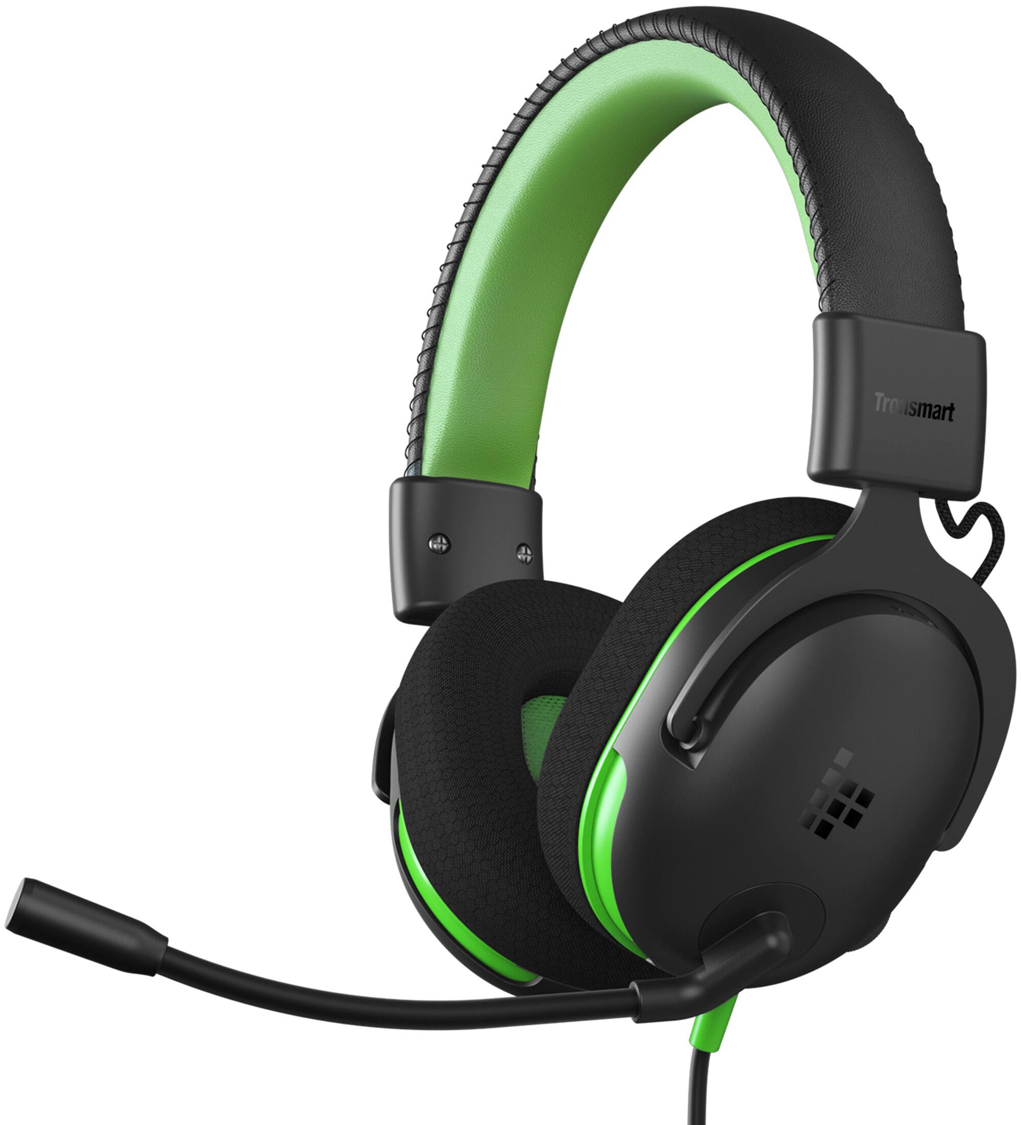 Angle. Tronsmart - Multiplatform Gaming Headset with 3.5mm Wired Connection for Nintendo Switch 2, PlayStation, Xbox, PC & Mobile - XBOX/Black/Green).