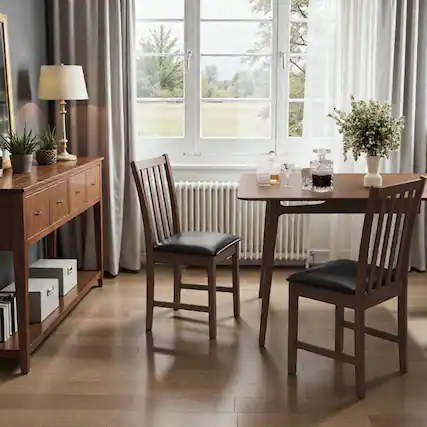 Front. Hivvago - Two-Piece Rubber Wood Dining Chair Set with Comfortable Upholstered Seating - Brown.