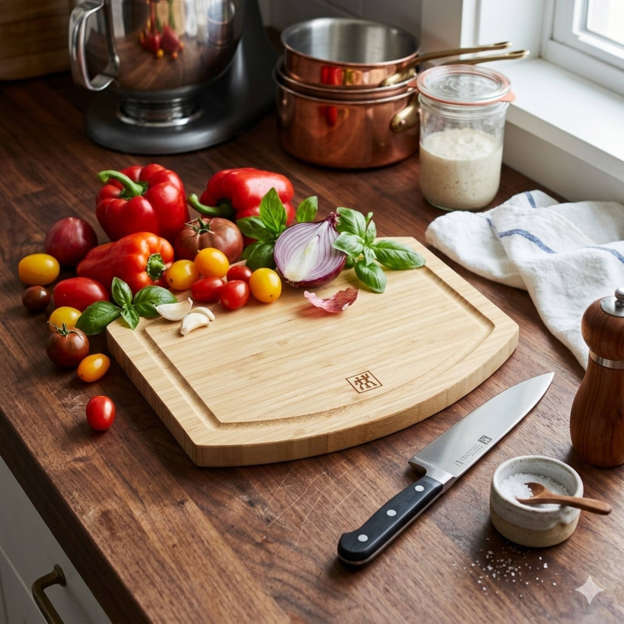 Alt View 2. ZWILLING - ZWILLING TWIN 11.25" x 9.2" x .75" Bamboo Cutting Board - Bamboo.