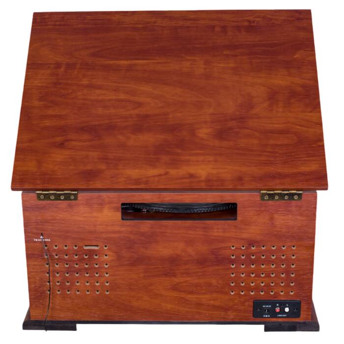 Back. RadioShack - Vintage Turntable with Bluetooth and FM Radio – 4001791 - Brown.