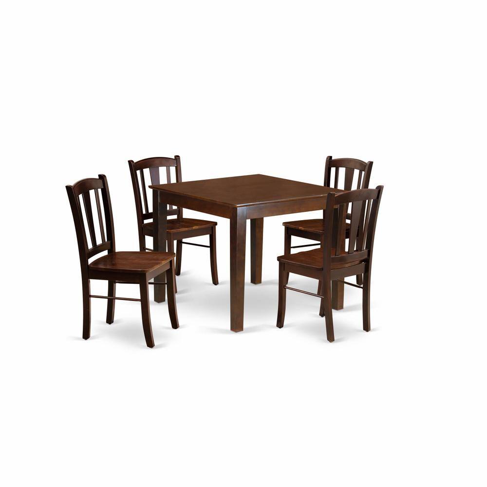 Alt View 4. East West Furniture - OXDL5-MAH-W - 5-Pc Dining Room Table Set- 4 Dining Chair and Dining Table - Wooden Seat and Slatted Chair Back - - Mahogany.