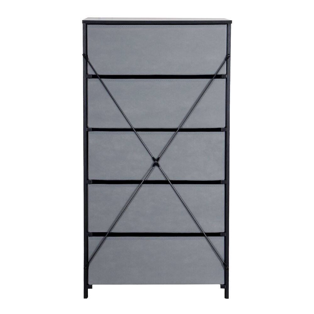 Alt View 3. Techni Home - 5-Drawer Dresser with Large Fabric Drawers, Black - Black.
