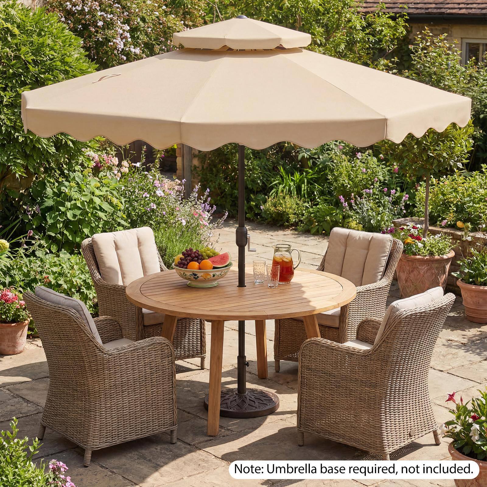 Note: Umbrella base required, not included.