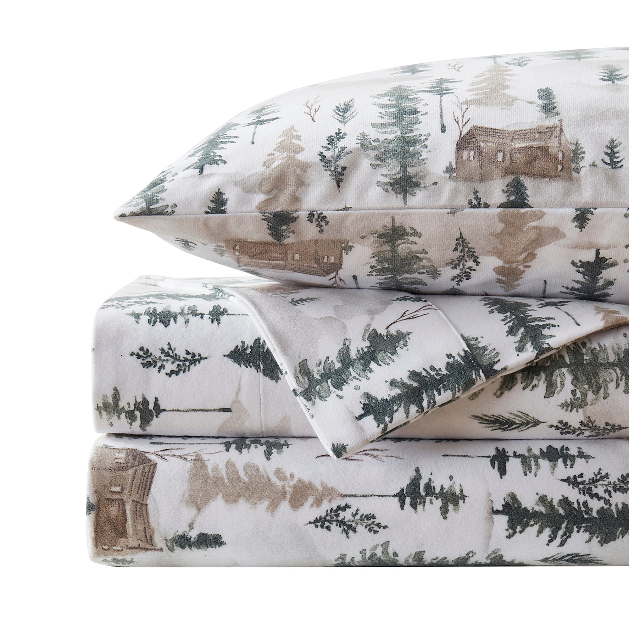 Sweet Home Collection - Printed Extra Deep Pocket Flannel Sheet Set - Twin - Winter Cabin